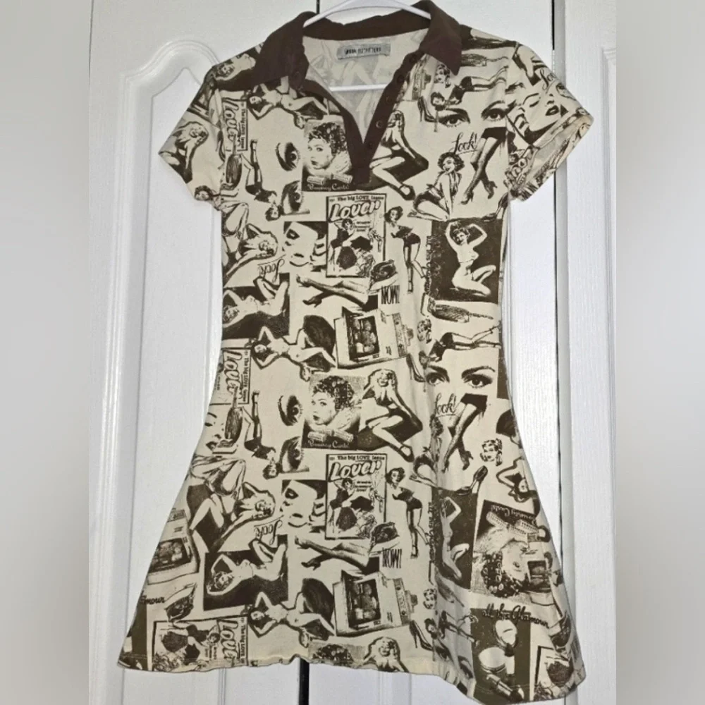URBAN OUTFITTERS UO Hazel Printed Mini Dress Festival western Pin up Retro Y2K - Picture 6 of 8